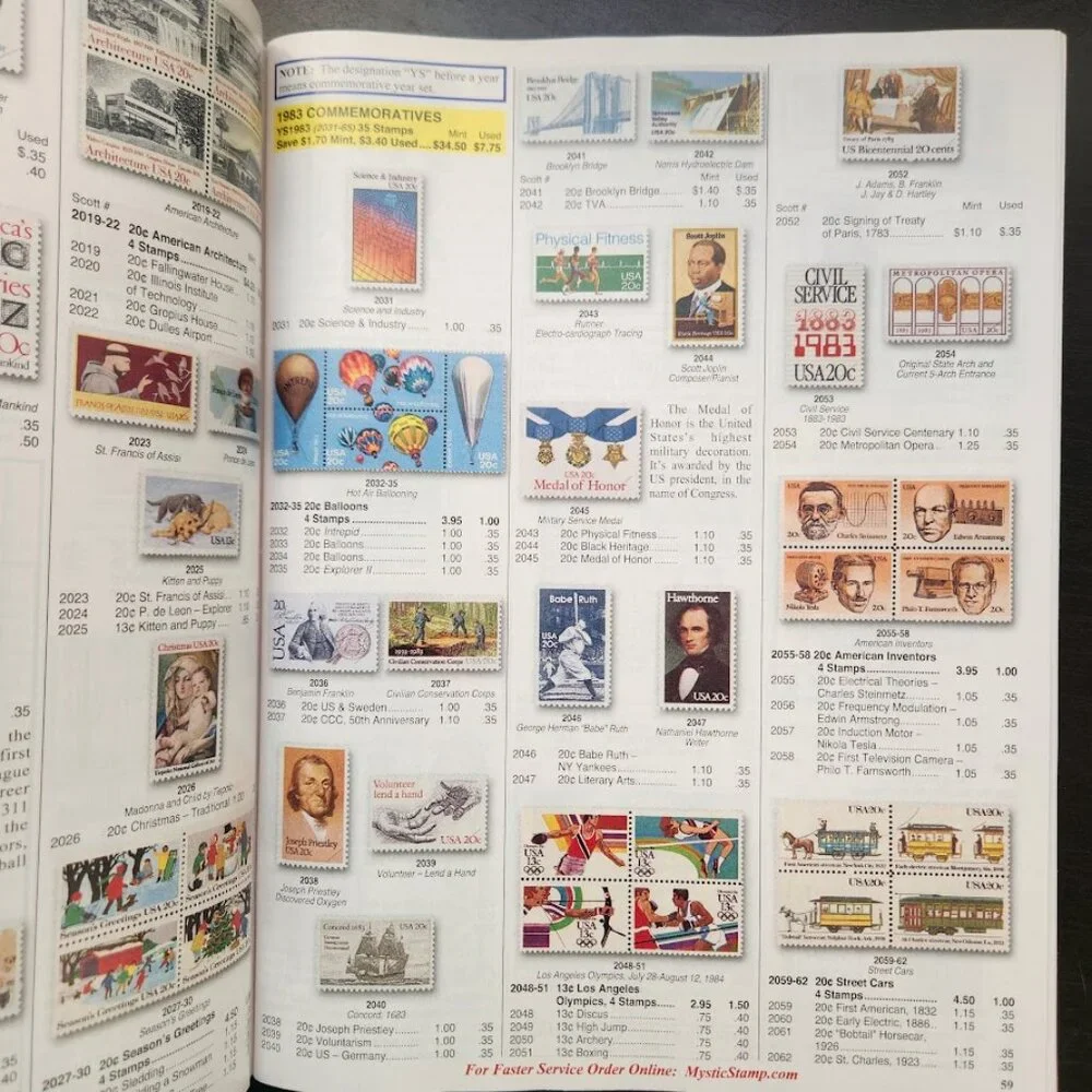 Mystic's U.S. Stamp Catalog Stamp Collectors Philately Philatelist Book United S